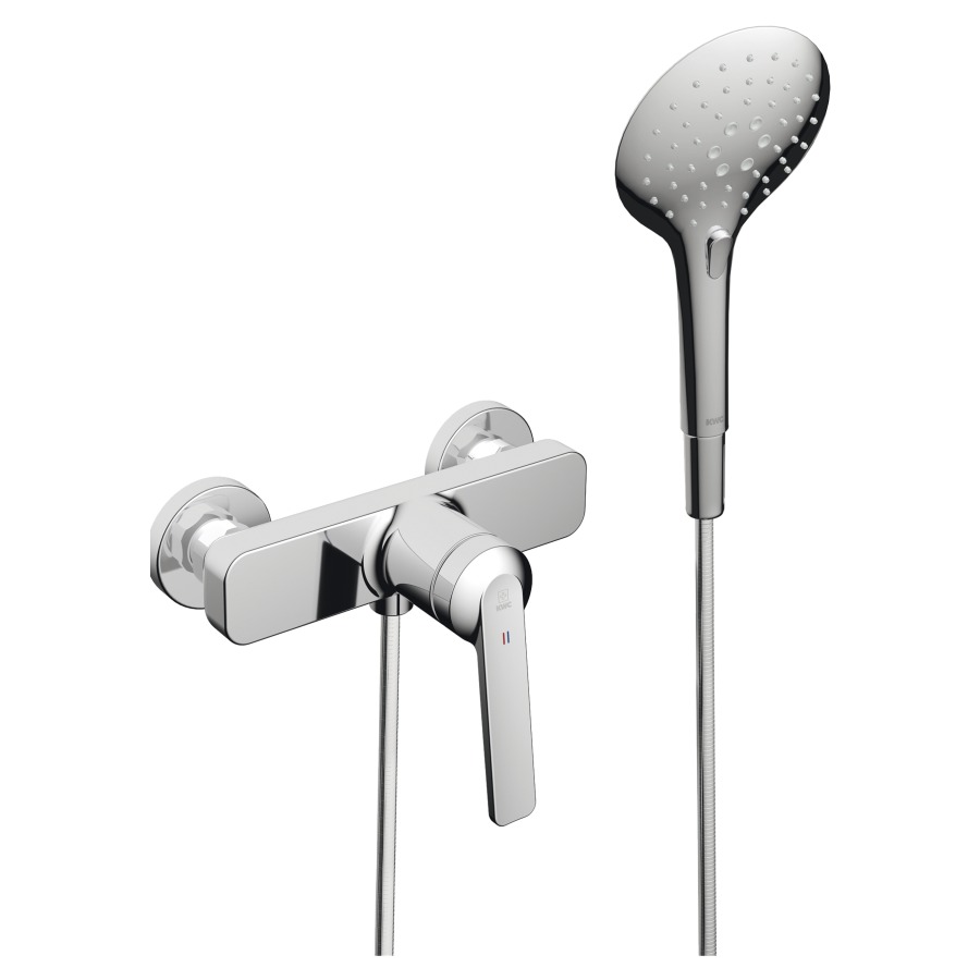 Miscelatore da doccia DOMO 6.0 D 153 mm, raccordi d'arresto 1 2" x 1 2", doccia tubo da doccia 160 cm chromeline