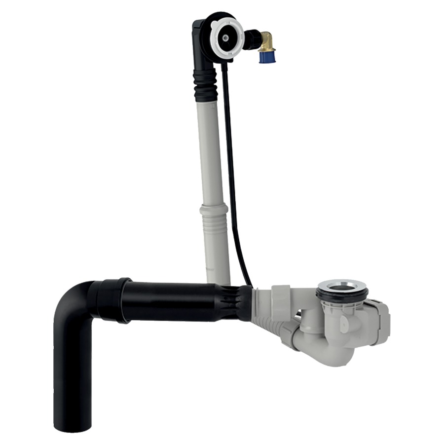 Guarnitura da bagno GEBERIT con azionamento a rotazione ed erogazione al troppopieno d52, lunghezza 28 cm, con manicotto d'innesto con snodo sferico, 56 mm senza colore