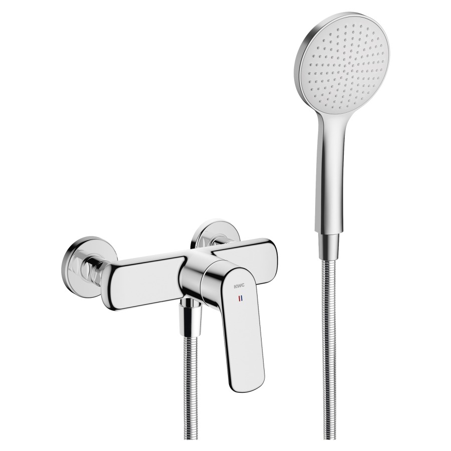 Miscelat. da doccia Procasa Tre, D 153 mm, raccordi d'arresto 1 2" x 1 2", tubo da doccia 160 cm, doccia a man gruppo acustico I chromeline