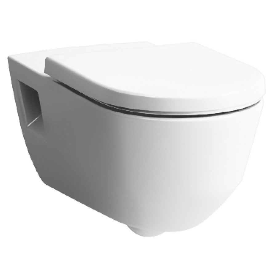 Vaso sospeso PRO LIBERTY UP rimless, ceramica per cassetta sottomuro con fissaggio laterale di nicchia bianco standard