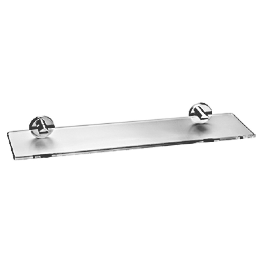 Ripiano Procasa Uno 50 cm, in vetro trasparente con 2 supporti cromato