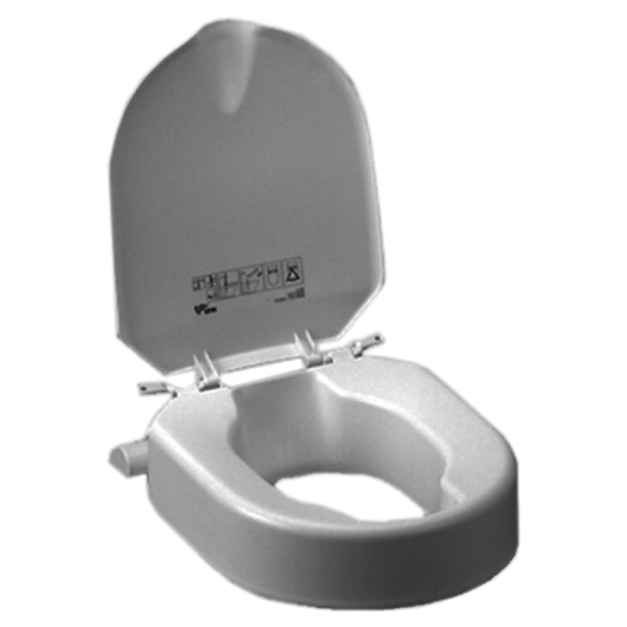 Sedile WC HI-LOO con coperchio, montaggio fisso sedile rialzato 10 cm materiale fissaggio compreso bianco