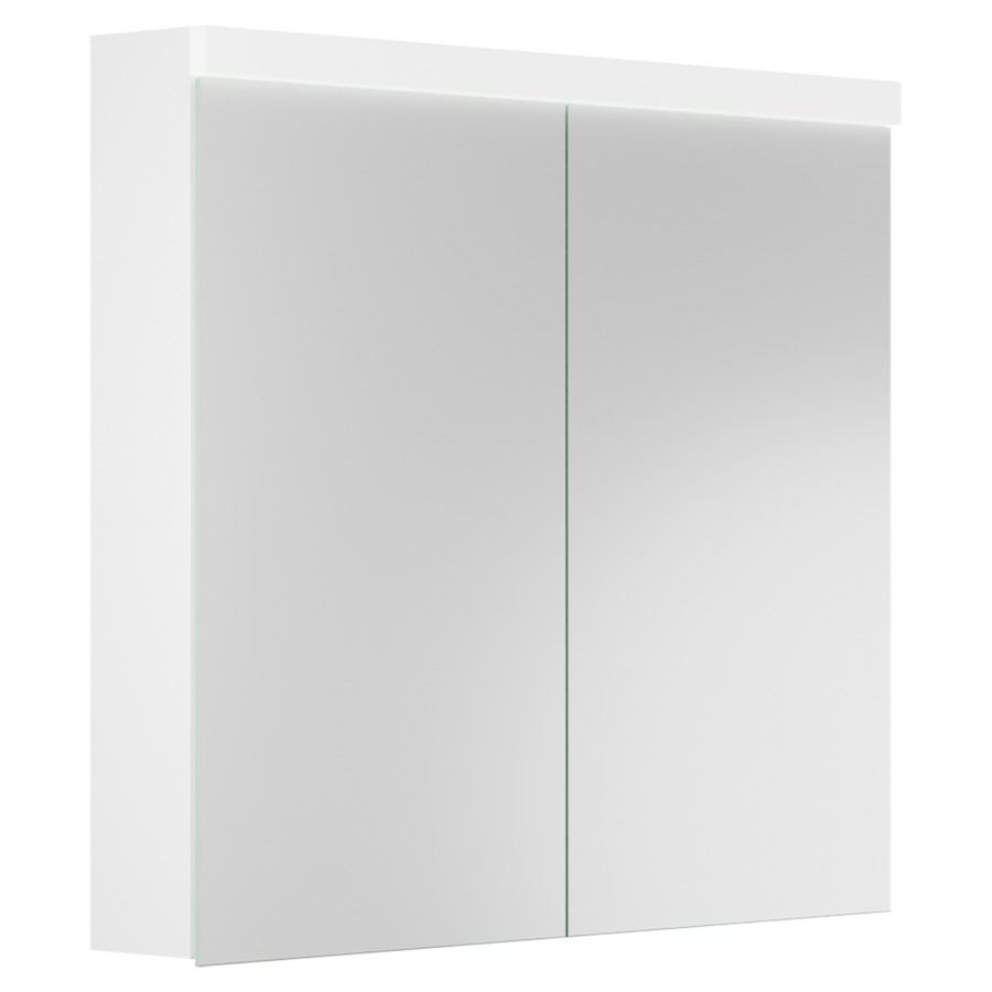 Armadietto da bagno Procasa Uno LED, 80 x 70,8 x 12,5 cm profilo alluminio illuminazione a riflettore 14,40 W LED, 2556 Lumen 2 specchi doppi (40 40) Galvobond GS incl. serranda di chiusura 1 presa doppia in alto a sinistra, sostituibile