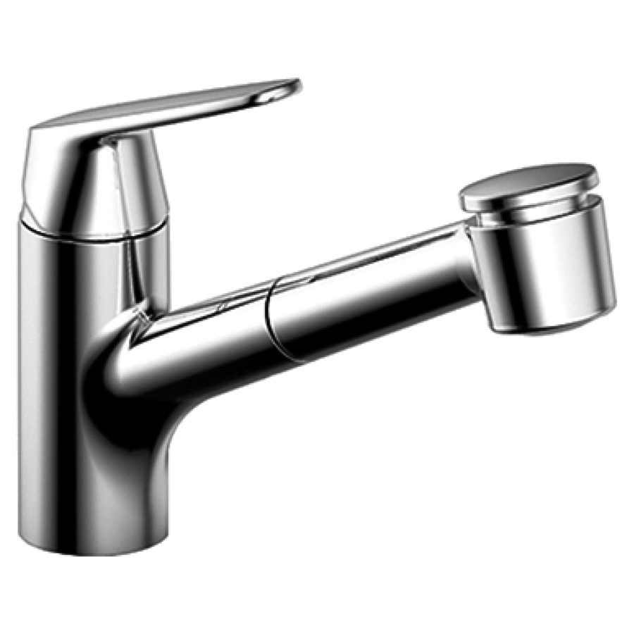 Miscelatore lavello Procasa Uno 17 S 235 mm, bocca orientabile doccia estraibile regolabile tubi flessibili di collegamento 3 8" gruppo acustico I chromeline