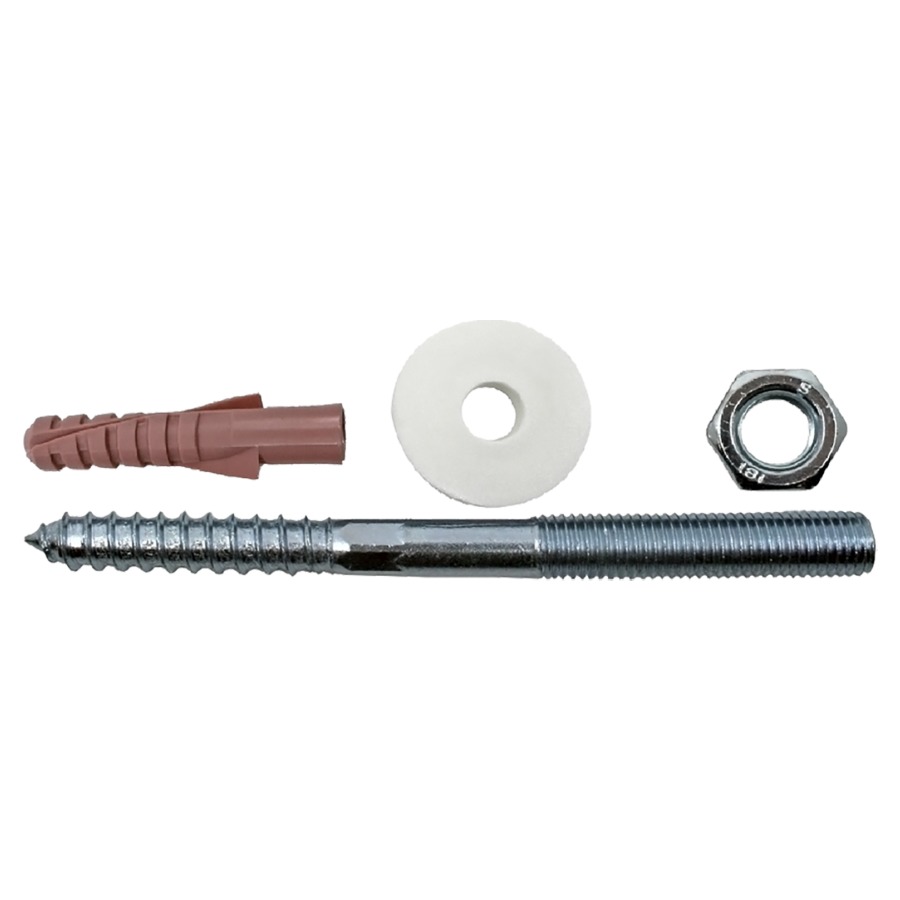 Set fissaggio NEOPERL zincato, M12 x 145 mm 1 bullone di sospensione M12 1 rondella in acciaio 1 rondella in plastica 1 dado esagonale 1 tassello in nylon senza colore