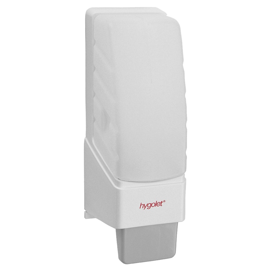 Distributore di sapone HYGOLET VARIO SAPONE, Whiteline materia sintetica L 9,7 cm, A 26 cm, P 11,7 cm per riempimento libero 1 litro, con recipiente bianco