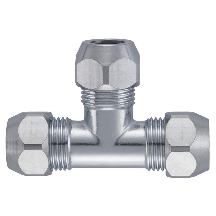 Pezzo-T con 3 collegamento 3 8" x 10 mm cromato