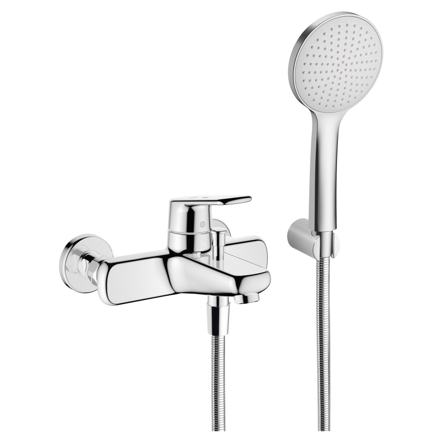 Miscelat. da bagno Procasa Tre D 153 mm, raccordi d'arresto 1 2" x 3 4", tubo da doccia 160 cm, doccia a mano supporto, gruppo acustico I chromeline