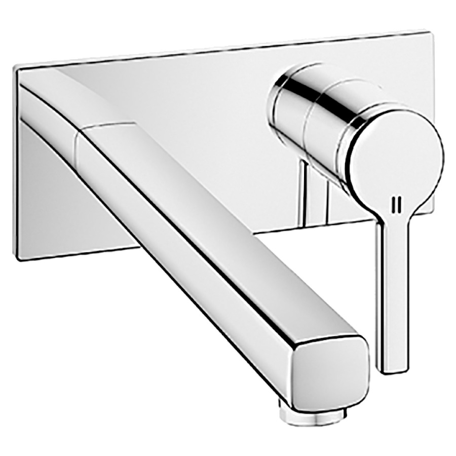 Miscelatore a parete AVA 2.0 UP sporgenza 225 mm, scarico fisso placca di copertura, portata 5 (L min) senza corpo ad incasso 725 575 classe di rumorosità I, Classe energetica A chromeline