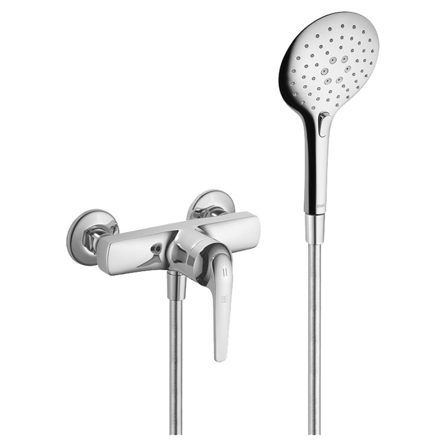 Miscelatore da doccia DOMO.5 D 153 mm, raccordi d'arresto 1 2" x 1 2", membrana di tenuta doccia, tubo da doccia 160 cm gruppo acustico I chromeline