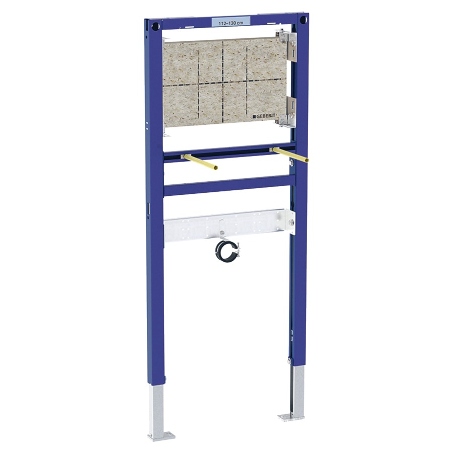 Elemento per lavabo DUOFIX tipo 130, altezza 112-130 cm telaio di montaggio, piedi 2 barre filettate M10 placca di fissaggio per rubinetteria a parete UP protezione antincendio EI 90 (icb) senza colore
