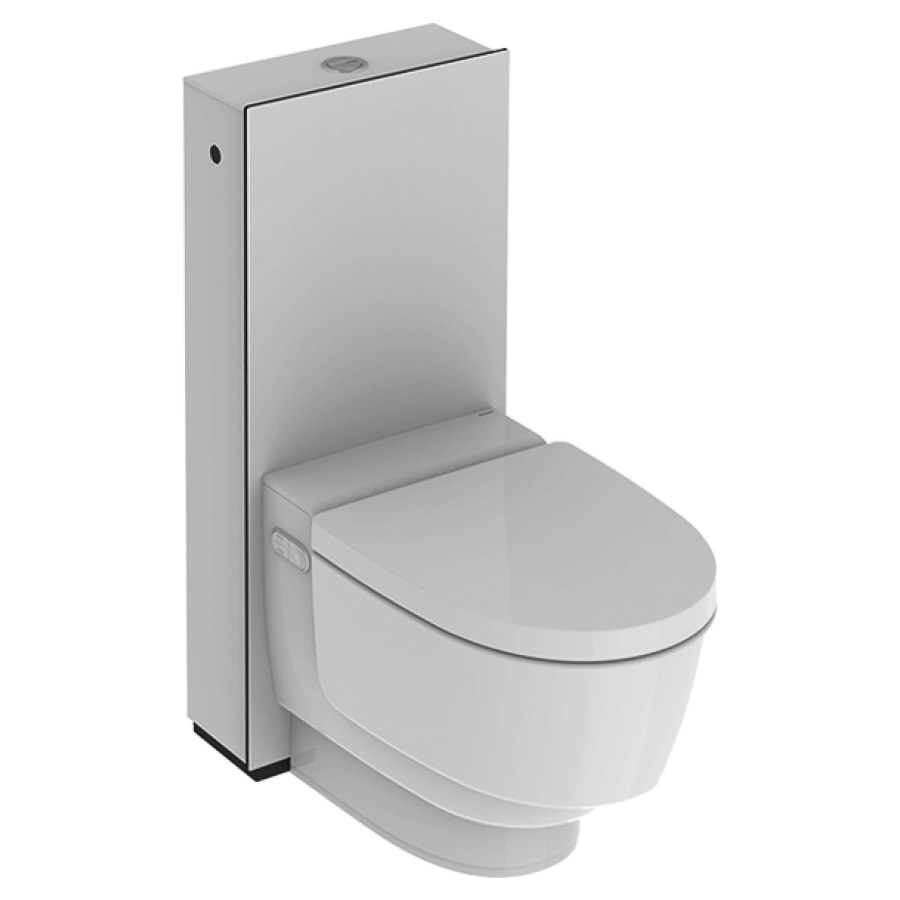 WC doccetta AQUACLEAN MERA CLASSIC AP vaso a pavimento in ceramica senza bordo di risciaquo cassetta AP integrata con rivestimento frontale laminato ad alta pressione tecnologia di risciacquo Turbo-Flush, doccia ad acqua