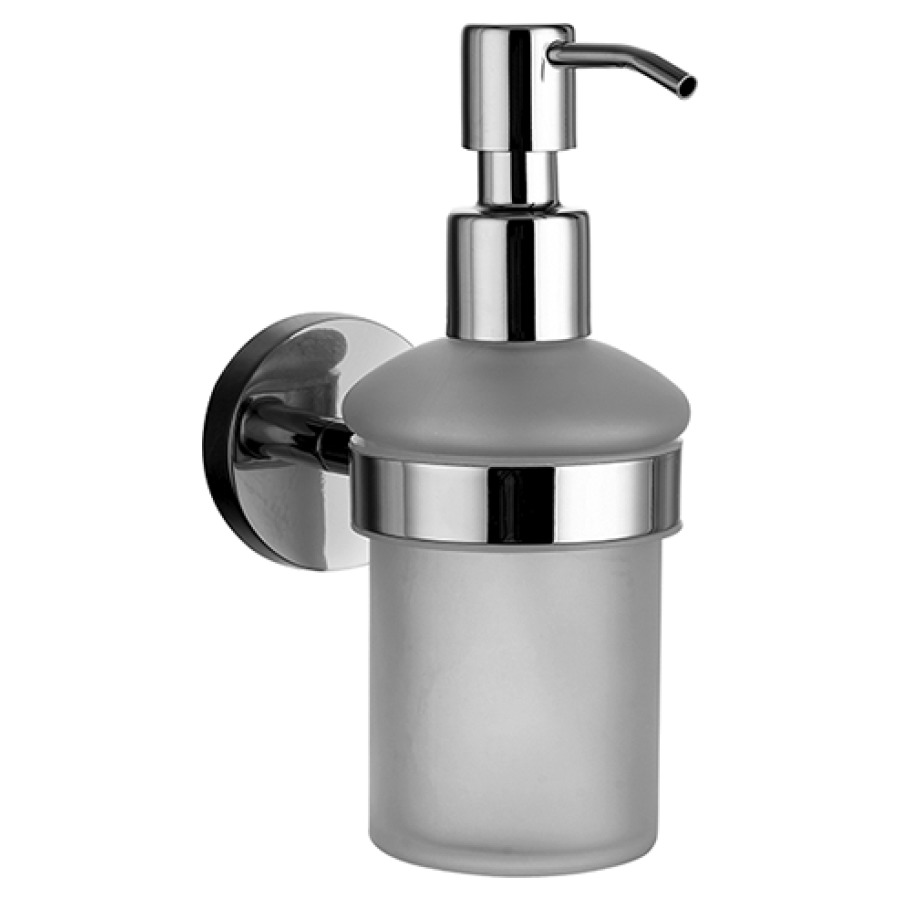 Distributore di sapone Procasa Uno, vetro opaco, con anello di insonorizzazione per incollare o trapanatura senza set di fissaggio per incollare 591 496 497 cromato