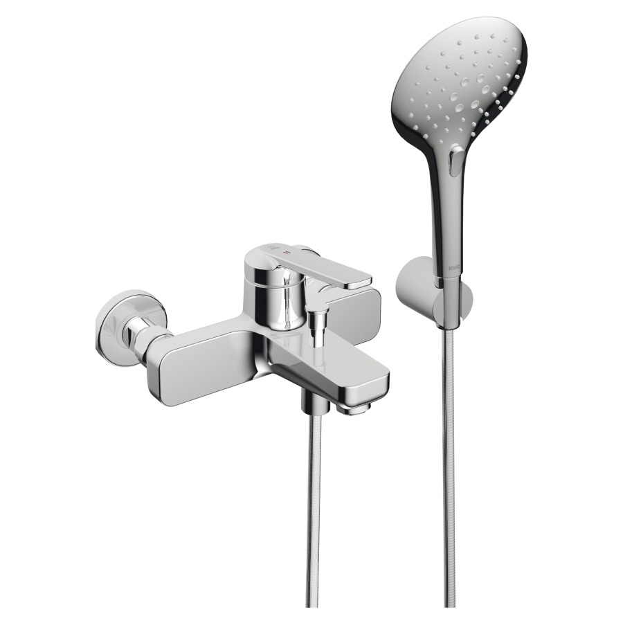 Miscelatore da bagno DOMO 6.0 D 153 mm, raccordi d'arresto 1 2" x 3 4", doccia tubo da doccia 160 cm, supporto chromeline