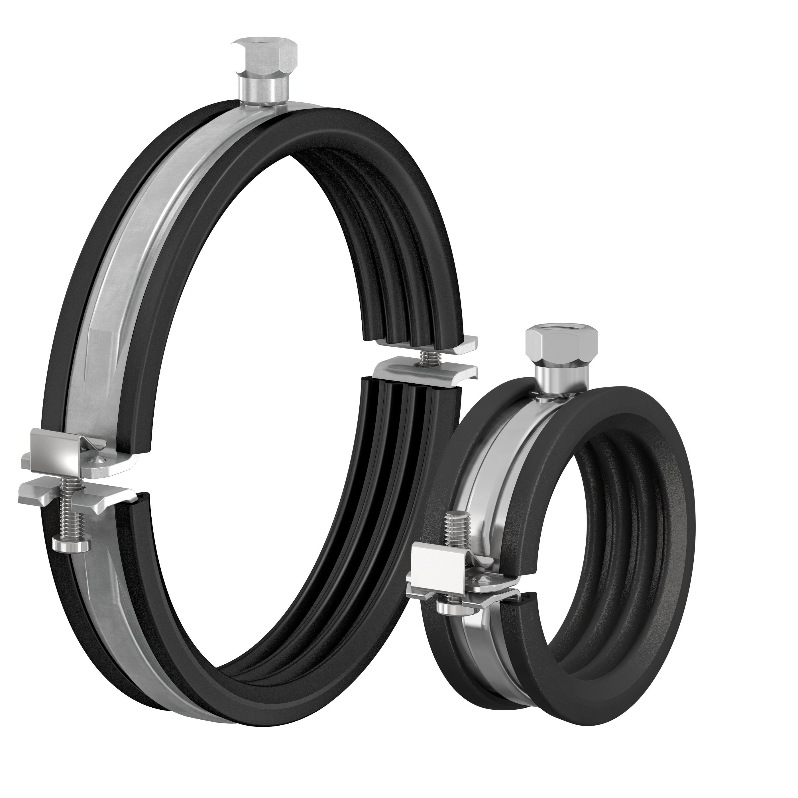 Caractéristiques techniques
Zingués par électrolyse
Réduction de bruit: 19 dB(A) Suivant ISO 3822-1
Pour obtenir une réduction du bruit satisfaisante, il faut éviter de surcharger l'insert du collier
Résistance à la température de: - 40 °C à + 120 °C
Les colliers BSA sont compatibles avec les dimensions de tubes suivant DIN 2448 et DIN EN 1057
L'insert en caoutchouc EPDM est sans halogène