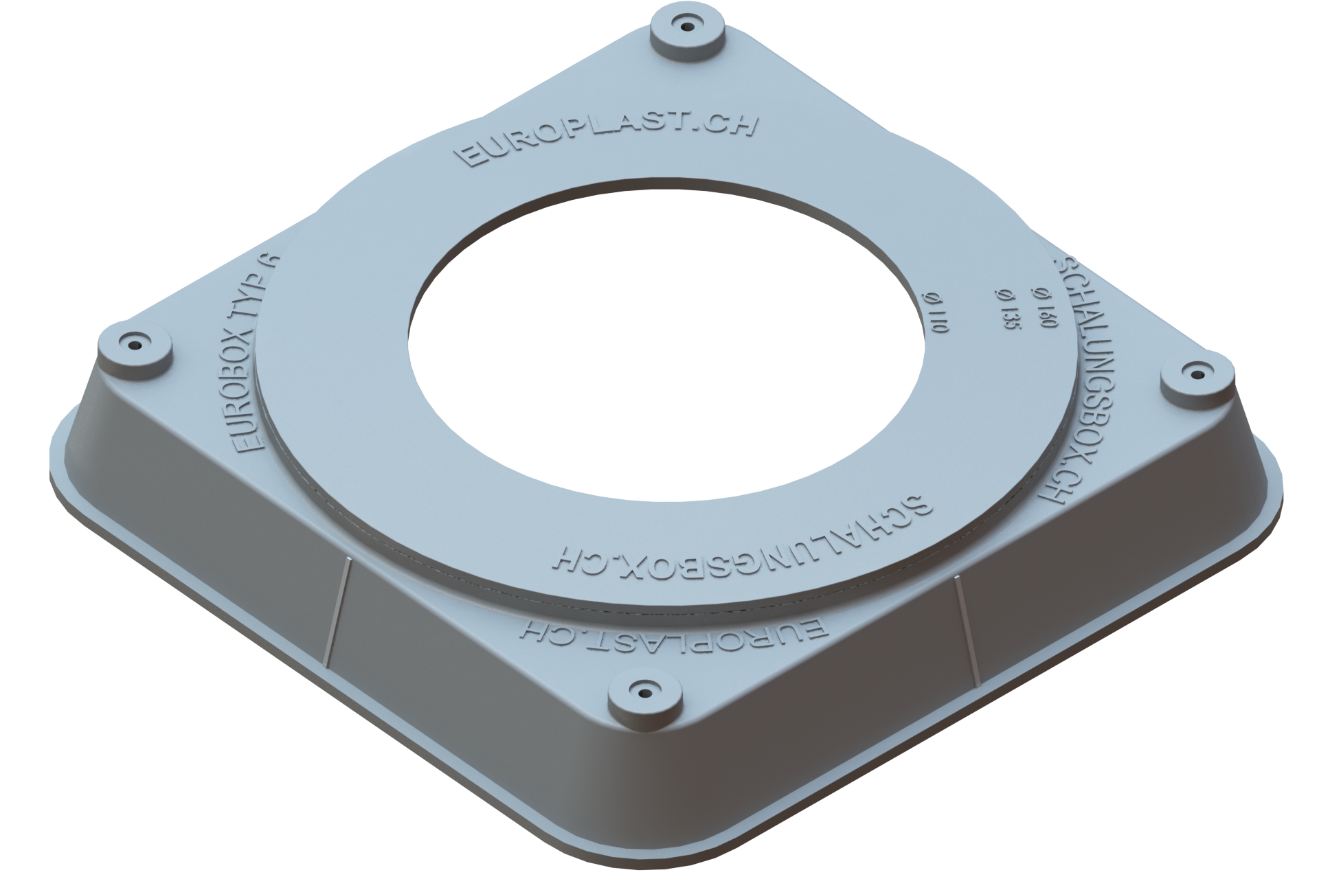 Élément de coffrage Europlast EB 6 Flat 110, 125, 160mm, 205x205x40mm incl. fixation, plastique gris