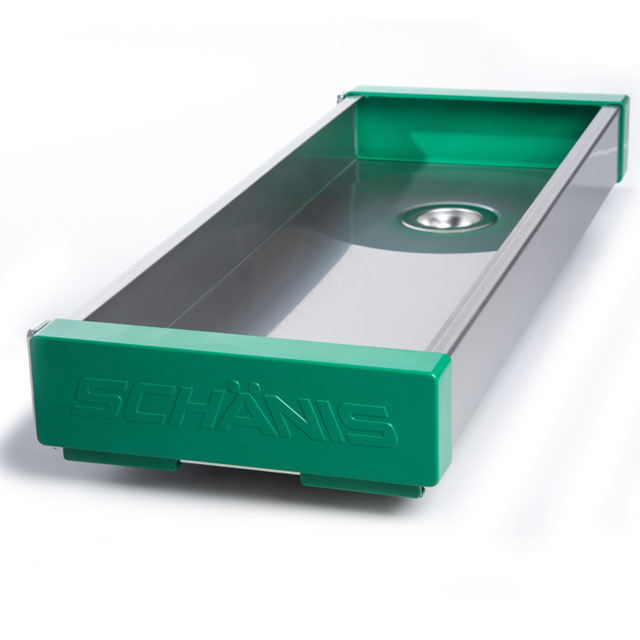Caractéristiques du produit
largeur 185mm, hauteur 50mm
console de fixation réglable pour montage gauche et droite
sortie d’eau 1 1⁄4" avec filetage extérieur de la grille d’écoulement
Etanchéité parfaite par l’élasticité de la colle longue durée
Longueurs standards de 500–3000mm (possible autres longueurs jusqu’à 4000mm)
Cuvette anticorrosive enacier inox (V2A)
Grille d’écoulement en acier inox
Couvercle de fermeture ABS résistant aux intempéries
Console de fixation réglable en hauteur et en profondeur. Console de fixation supplémentaire
dès longueur de 2000 mm
