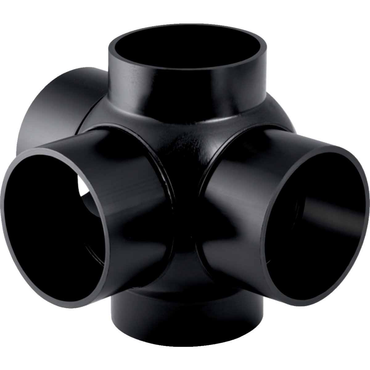 Embranchement boule 88.5° à trois départs Geberit PE, raccords 90° décalés: d63mm d1=63mm