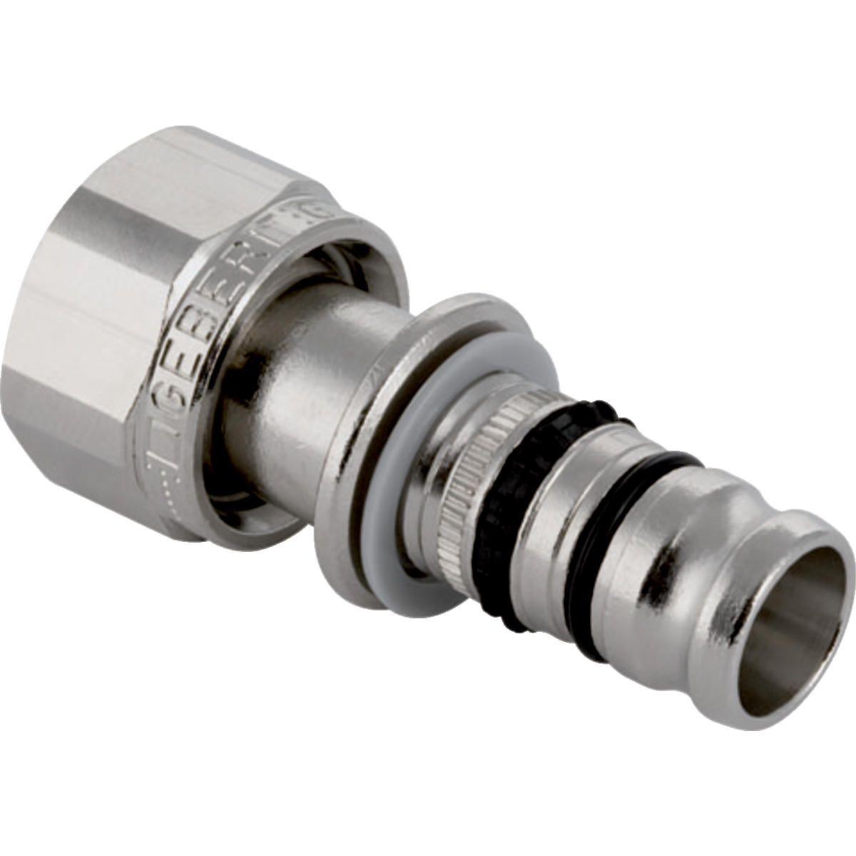 Raccord Geberit Mepla avec écrou de serrage: d20mm G1/2" Nickelé
Traits:
- Non serti non étanche
- Joint plat en matériau composite renforcé de fibres
- Mamelon à sertir avec cape de protection transparente
- Joint torique en EPDM
- Nickelé
Usage:
- Pour lʼeau de refroidissement et de chauffage sans antigel
- Convient uniquement au chauffage et au refroidissement
- Convient uniquement pour des filetages d'un diamètre intérieur ≤ di, voir le tableau
- Pour le raccordement de radiateurs et de vannes de radiateur
- Pour lʼeau de refroidissement et de chauffage avec antigel
