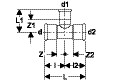 Té réduit Geberit Mapress acier carbone: d22mm d1=12mm d2=22mm