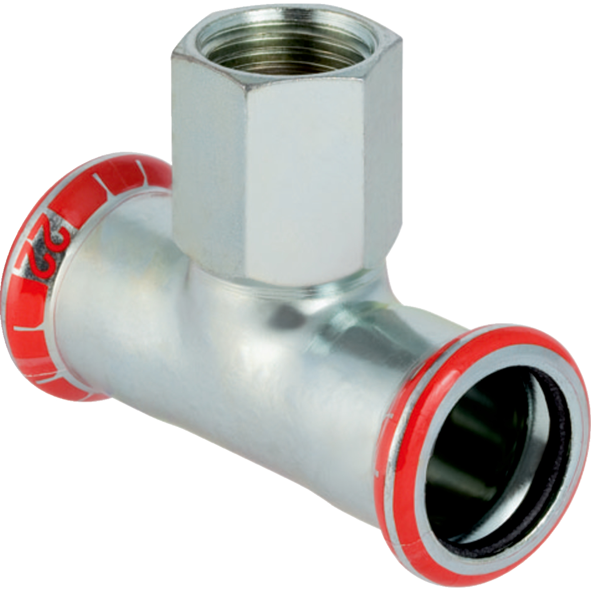 Té Geberit Mapress acier carbone avec filetage intérieur: d12mm Rp3/8" d1=12mm