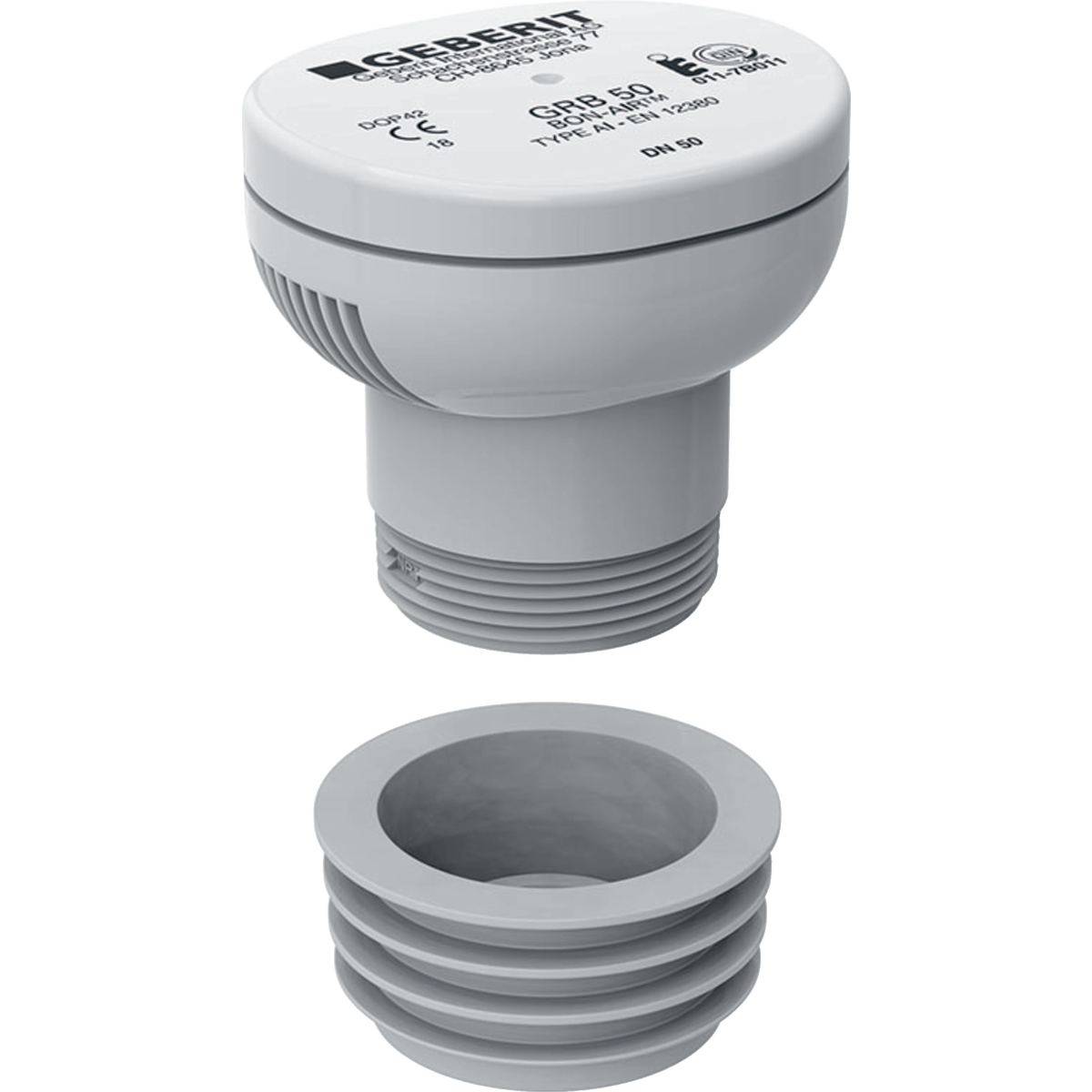 Clapet de ventilation Geberit GRB50, pour systèmes d'évacuation: d=50mm, G=1 1/2'', d1=63mm
Traits:
- Aérateur à membrane selon EN 12380, type A I
Usage:
- Pour ventiler des conduites d'évacuation des eaux usées
- Pour conduites d'évacuation des eaux dans les dimensions ø 32–63 mm
Livraison:
- Manchette de raccordement