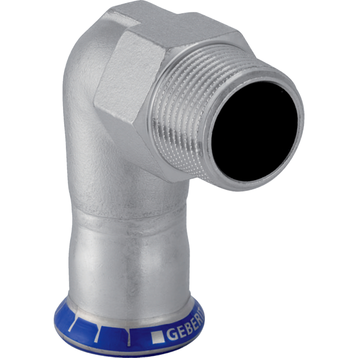 Equerre 90° Geberit Mapress acier inoxydable avec filetage extérieur: d15mm R1/2"