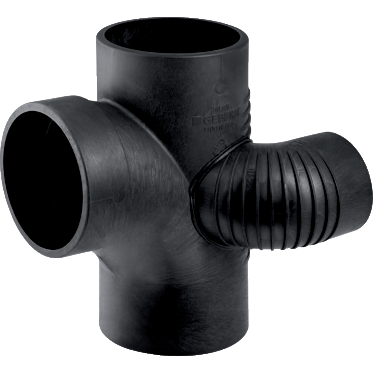 Embranchement avec départ coudé 88.5° à gauche Geberit Silent-db20 pour gaine: d110mm d1=90mm d2=75m