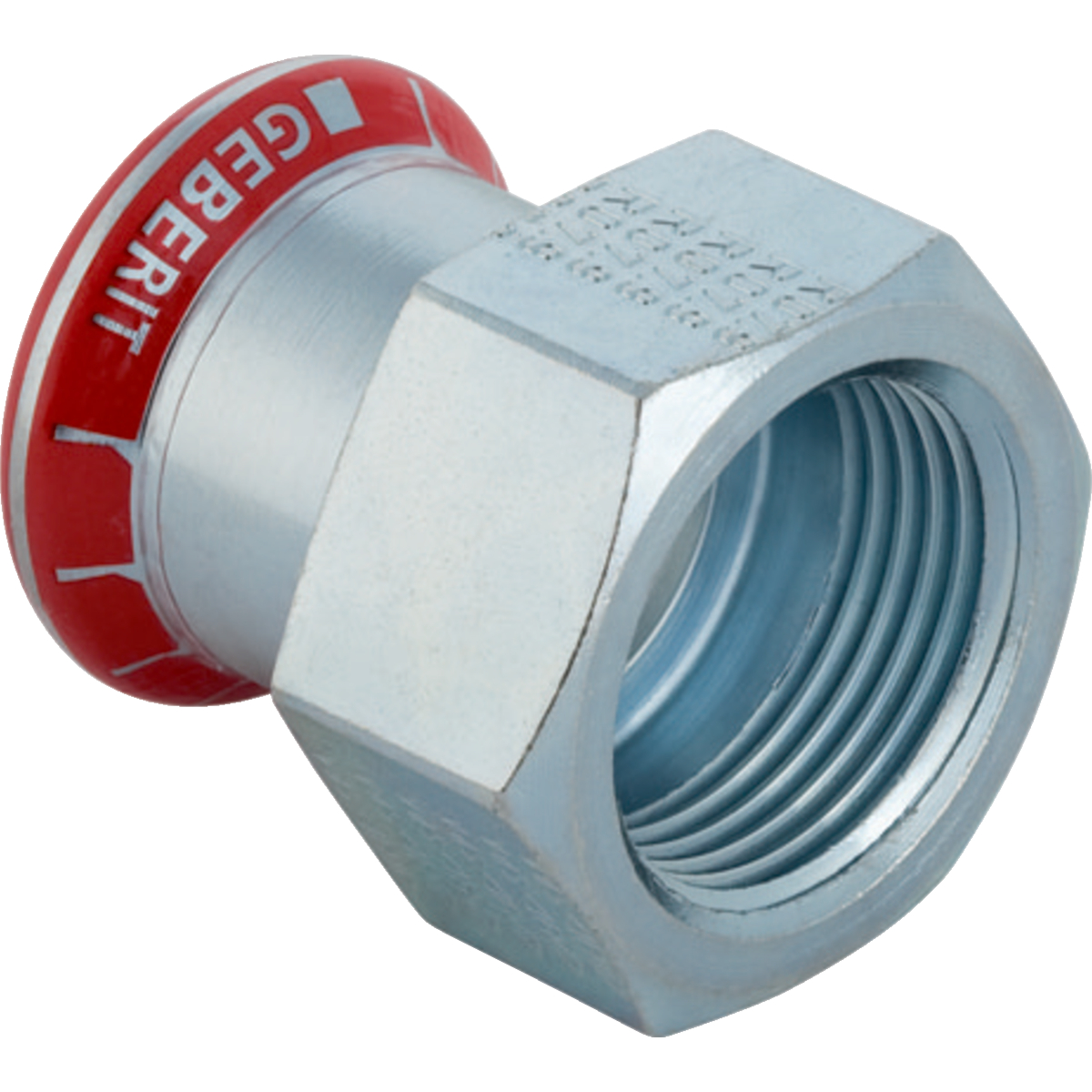 Raccord Geberit Mapress acier carbone avec filetage intérieur: d22mm Rp1"
Traits:
- Galvanisé à l'extérieur
- Non serti non étanche
- Joint d'étanchéité en CIIR noir
- Indicateur de sertissage
- Manchon à sertir avec bouchon de protection transparent
Usage:
- Pour eau d'extinction d'incendie (mouillé)
- Pour lʼeau de refroidissement et de chauffage sans antigel
- Pour lʼeau de refroidissement et de chauffage avec antigel
- Pour sprinkler (mouillé)
- Pour eau de chauffage urbain ≤ 120 °C