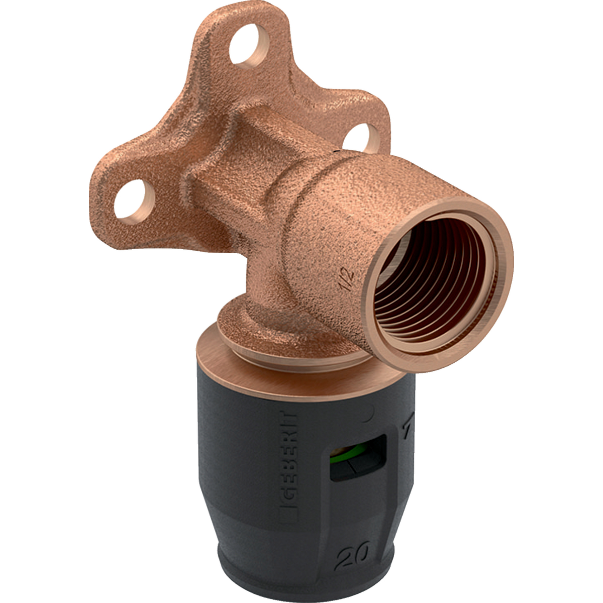 Equerre de raccordement 90° Geberit PushFit: d16mm Rp1/2" L1=5.2cm