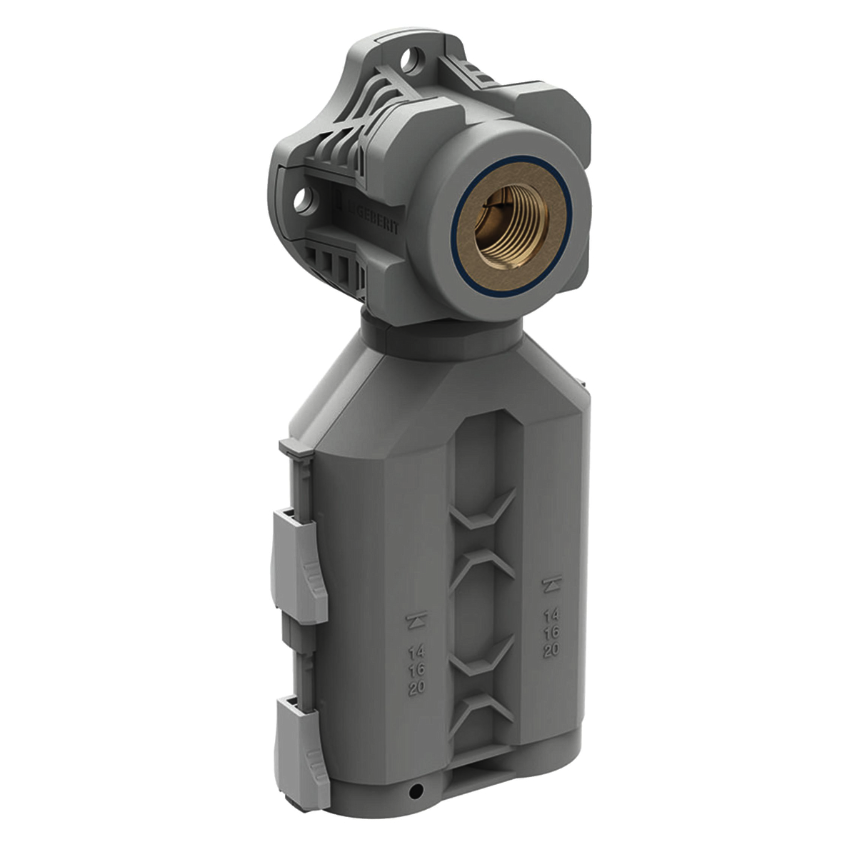 Boîte de raccordement double 90° Geberit PushFit avec connexion instantanée: d=16 mm, Rp=1/2", d1=16