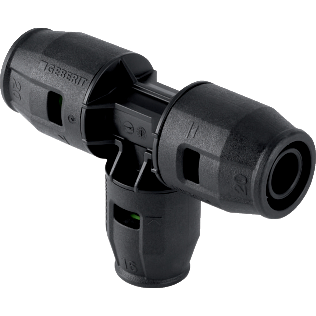 Té réduit Geberit PushFit: d20mm d1=16mm d2=20mm