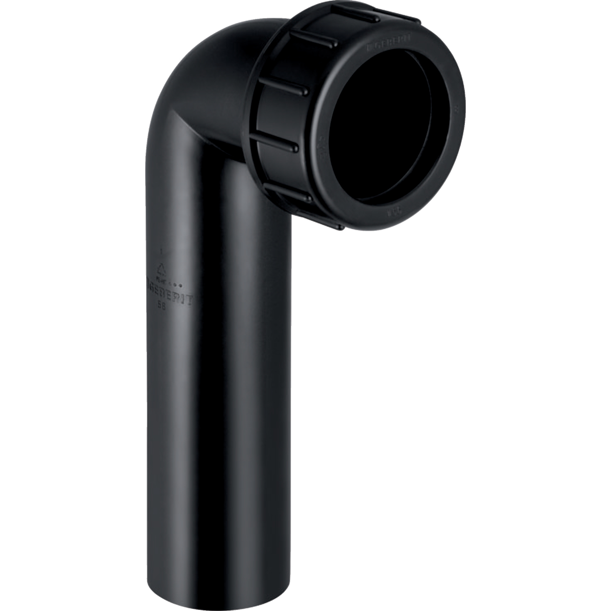 Coude de raccordement 90° Geberit avec raccord presse-étoupe: d63mm d1=56mm Noir