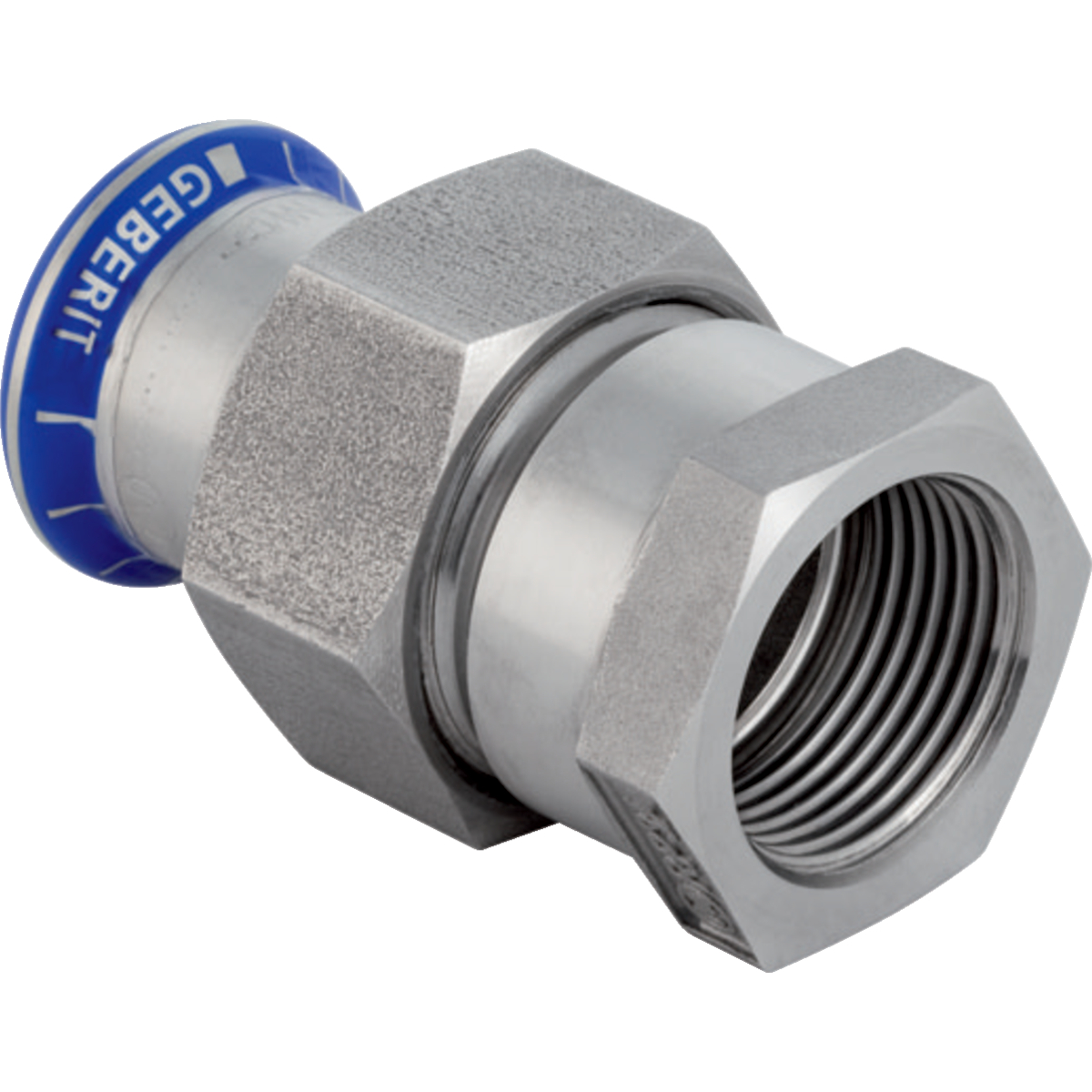 Raccord union Geberit Mapress acier inoxydable avec filetage intérieur, écrou de serrage en acier CrNi: d28mm Rp1" G1 1/4"
Traits:
- Manchon à sertir avec bouchon de protection transparent
- Joint d'étanchéité en CIIR noir
- Joint d'étanchéité plat en EPDM
- Non serti non étanche
- Indicateur de sertissage
Usage:
- Pour air comprimé (classe de pureté d'huile 0–3)
- Pour lʼeau de refroidissement et de chauffage avec antigel
- Pour dépression
- Pour eaux grises et noires avec valeur de pH > 6.0
- Pour gaz inertes (p. ex. azote)
- Pour lʼeau de refroidissement et de chauffage sans antigel
- Pour substances chimiques et fluides techniques
- Pour eau d'extinction d'incendie (mouillé)
- Pour eau d'extinction d'incendie (mouillé/sec, sec)
- Pour eau non potable et de processus
- Pour vapeur saturée ≤ 120 °C
- Pour gaz industriels (p. ex. acétylène, gaz de protection en soudage)
- Pour eau potable froide et chaude
- Pour eau de chauffage urbain ≤ 120 °C
- Pour les eaux pluviales dont le pH > 6.0
- Pour sprinkler (mouillé)
- Pour eau traitée