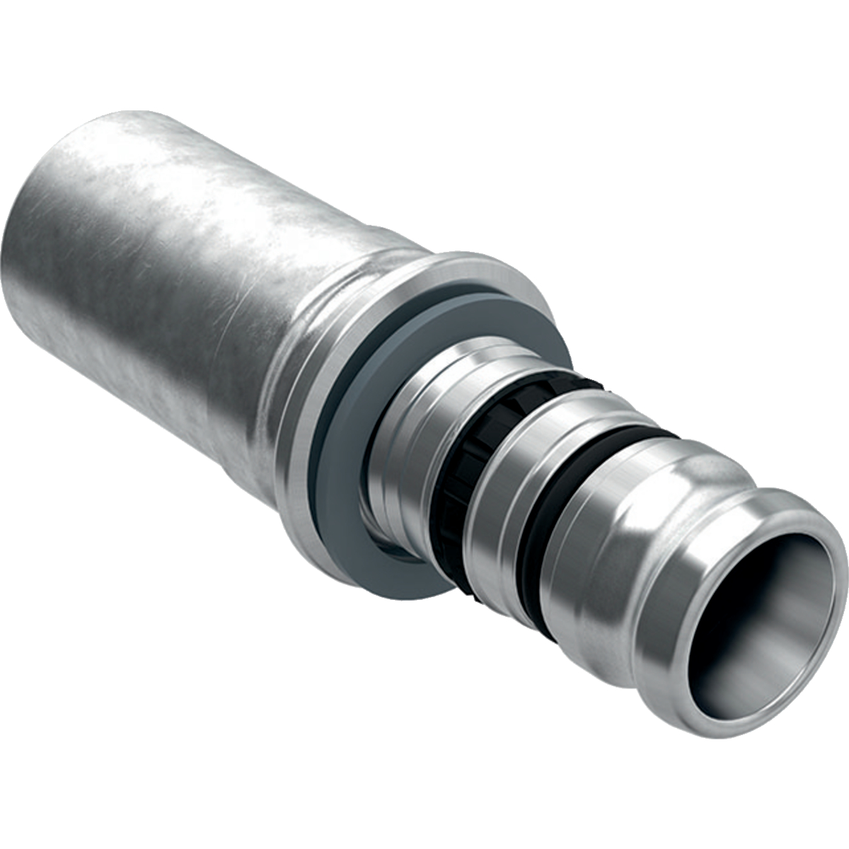 Raccord Geberit Mepla sur Geberit Mapress, avec extrémité à emboîter: 1.4401 d26mm d1=22mm
Traits:
- Non serti non étanche
- Joint torique en EPDM
- Mamelon à sertir avec cape de protection transparente
Usage:
- Convient uniquement pour sertir des manchons à sertir Geberit Mapress