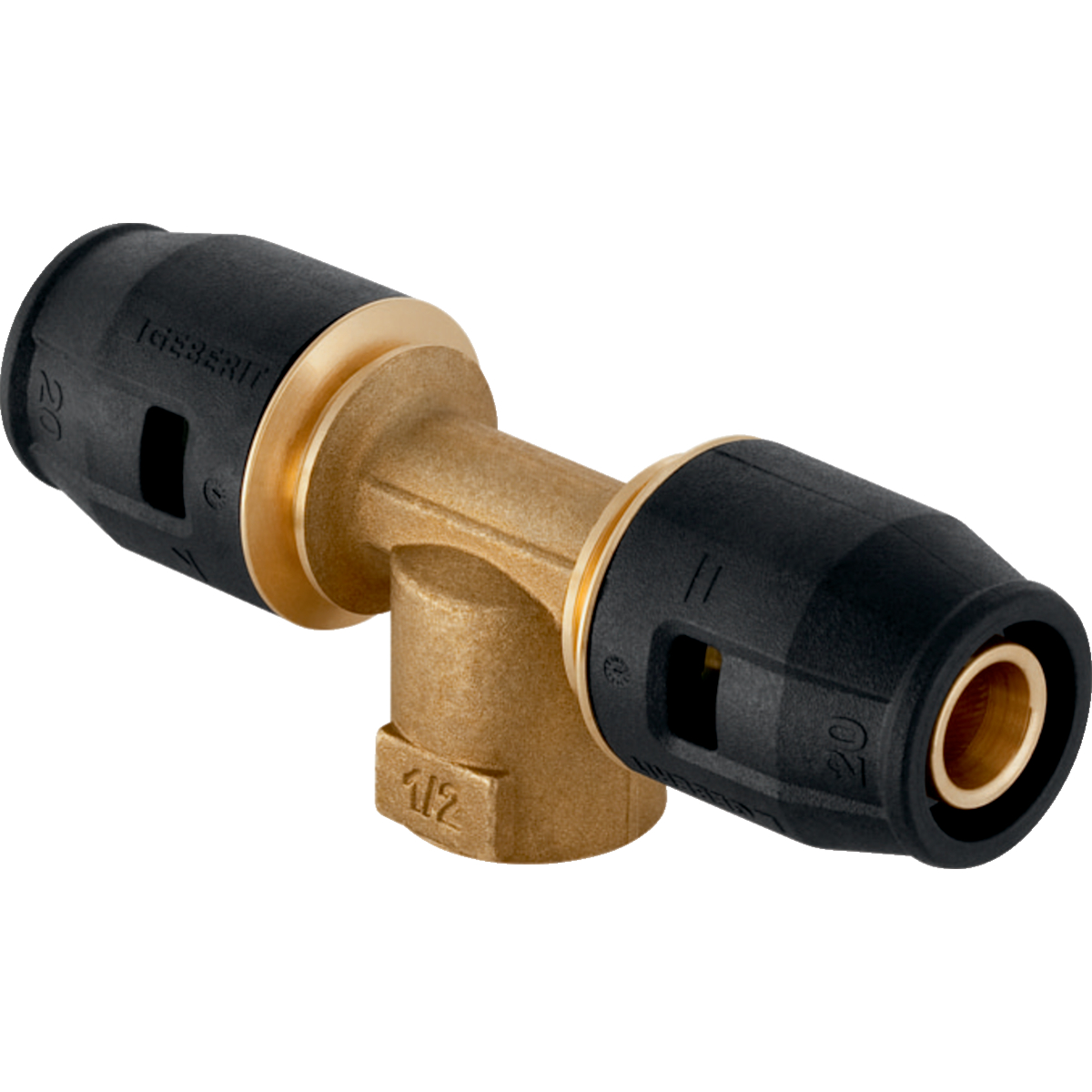 Té Geberit PushFit avec filetage intérieur: d20mm, Rp1/2'' d1=20mm
Traits:
- Joint torique en EPDM
- Indicateur d'emboîtement vert
- Raccord à emboîter avec cape de protection transparente
Usage:
- Pour lʼeau de refroidissement et de chauffage avec antigel
- Pour substances chimiques et fluides techniques
- Pour dépression
- Pour gaz inertes (p. ex. azote)
- Pour air comprimé (classe de pureté d'huile 0–3)
- Pour lʼeau de refroidissement et de chauffage sans antigel
- Pour eau potable froide et chaude