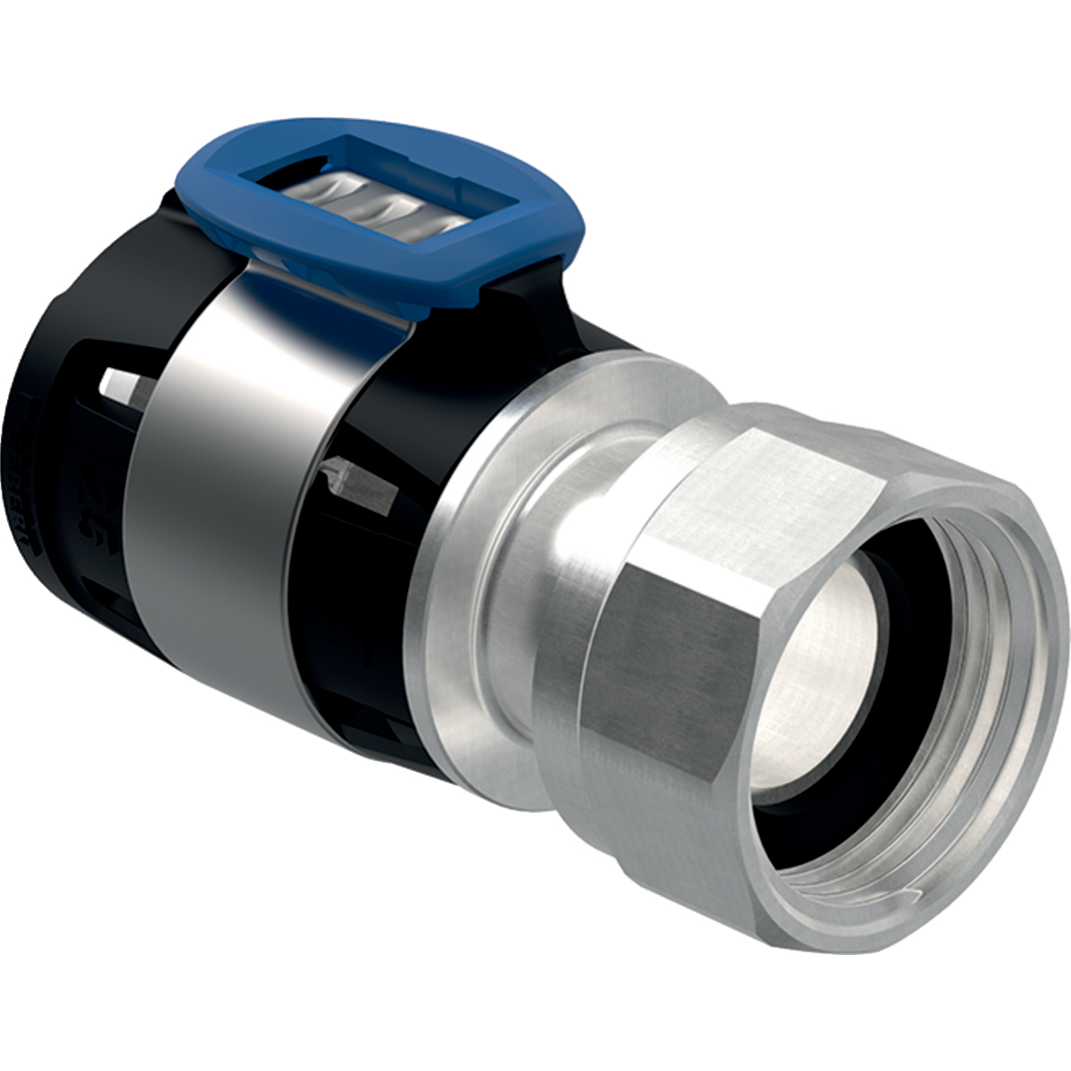 Raccord droit Geberit FlowFit, avec écrou de serrage: d=25mm, G=3/4'', nickelé
Traits:
- Sans plomb
- Joint plat en matériau composite renforcé de fibres
- Nickelé
- Raccord à sertir avec cape de protection transparente
- Non serti non étanche
- Indicateur de sertissage
- Joint torique en EPDM
Usage:
- Pour lʼeau de refroidissement et de chauffage sans antigel
- Convient uniquement au chauffage et au refroidissement
- Convient uniquement pour des filetages d'un diamètre intérieur ≤ di, voir le tableau
- Pour le raccordement de radiateurs et de vannes de radiateur
- Pour lʼeau de refroidissement et de chauffage avec antigel