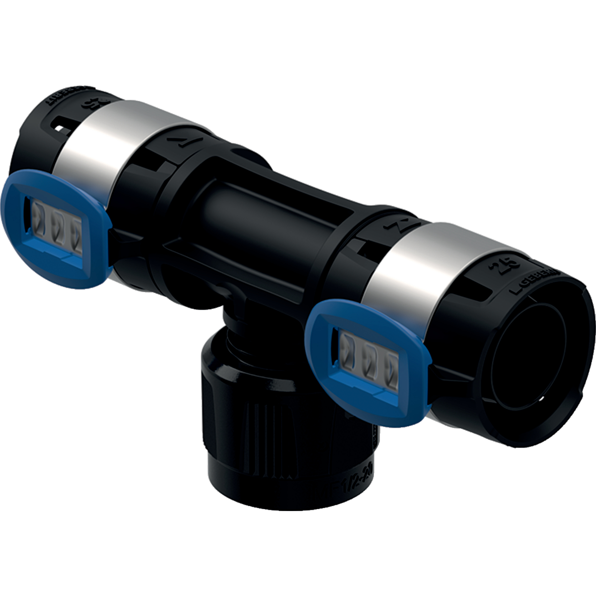Té intermédiaire Geberit FlowFit avec MasterFix, passage: d=16mm, RpMF=1/2'', d116mm