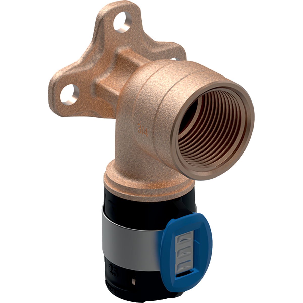 Equerre de raccordement 90° Geberit FlowFit: d=16mm, Rp=1/2'', L=3.6cm