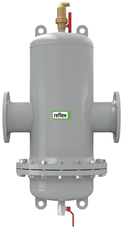 Séparateur d'air et de boue Reflex, bride (8 trous), Extwin TW 50 R, DN 50/16, en acier, gris, température de service max. 110 °C, pression de service max. 10 bars