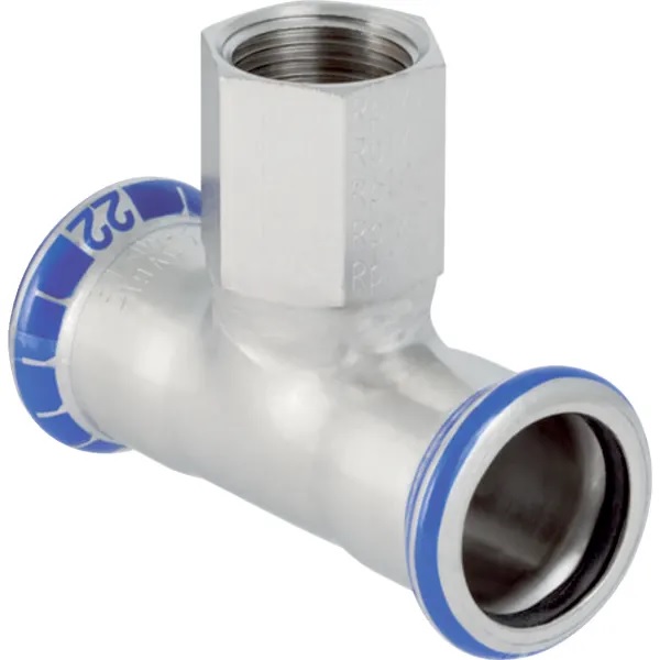Té Geberit Mapress acier inoxydable avec filetage intérieur: d12mm Rp3/8" d1=12mm