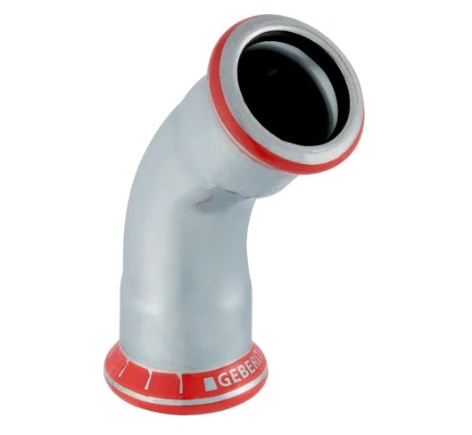 Coude Geberit Mapress acier carbone: 45° d35mm
Traits:
- Galvanisé à l'extérieur
- Non serti non étanche
- Joint d'étanchéité en CIIR noir
- Indicateur de sertissage
- Manchon à sertir avec bouchon de protection transparent
Usage:
- Pour eau d'extinction d'incendie (mouillé)
- Pour lʼeau de refroidissement et de chauffage sans antigel
- Pour lʼeau de refroidissement et de chauffage avec antigel
- Pour sprinkler (mouillé)
- Pour eau de chauffage urbain ≤ 120 °C