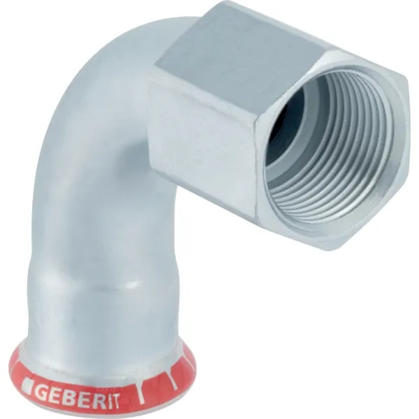 Coude raccord 90° Geberit Mapress acier carbone avec filetage intérieur: d22mm Rp3/4"
Traits:
- Galvanisé à l'extérieur
- Non serti non étanche
- Joint d'étanchéité en CIIR noir
- Indicateur de sertissage
- Manchon à sertir avec bouchon de protection transparent
Usage:
- Pour eau d'extinction d'incendie (mouillé)
- Pour lʼeau de refroidissement et de chauffage sans antigel
- Pour lʼeau de refroidissement et de chauffage avec antigel
- Pour sprinkler (mouillé)
- Pour eau de chauffage urbain ≤ 120 °C