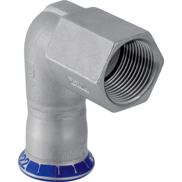 Equerre 90° Geberit Mapress acier inoxydable avec filetage intérieur: d15mm Rp1/2"