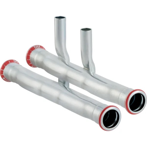 Jeu de tés de raccordement Geberit Mapress acier carbone pour départ et retour: d15mm d1=15mm