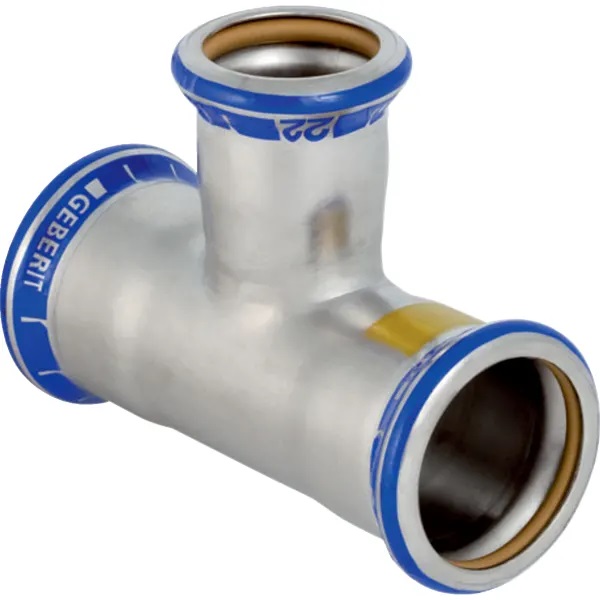Té réduit Geberit Mapress acier inoxydable (gaz): d88.9mm d1=28mm d2=88.9mm
Traits:
- Manchon à sertir avec bouchon de protection jaune
- Marqué en jaune
- Non serti non étanche
- Indicateur de sertissage
- Joint d'étanchéité en HNBR jaune
- Sans silicone
Usage:
- Pour biogaz
- Pour gaz liquéfiés
- Pour gaz naturels