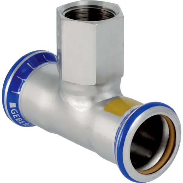 Té Geberit Mapress acier inoxydable avec filetage intérieur (gaz): d54mm Rp2" d1=54mm
Traits:
- Manchon à sertir avec bouchon de protection jaune
- Marqué en jaune
- Non serti non étanche
- Indicateur de sertissage
- Joint d'étanchéité en HNBR jaune
- Sans silicone
Usage:
- Pour biogaz
- Pour gaz liquéfiés
- Pour gaz naturels
