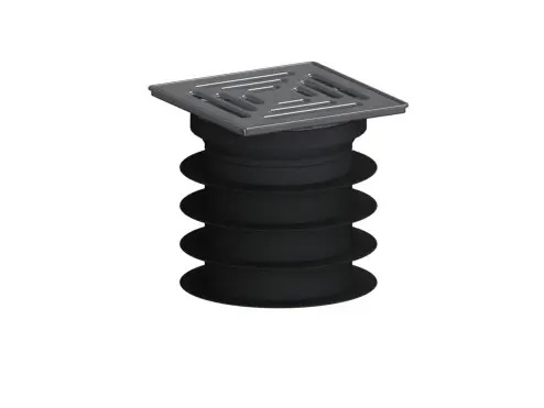 Pour encastrement dans un tuyau ø 110 mm ou 125 mm, dans le cas de
constructions de sols non étanchéifiées

Caractéristiques
- Matériau: Tubulure en polypropylène à haute résistance aux chocs, avec joints à
  lèvre préformé en TPE - élastomère thermoplastique
- Cadre: 120 x 120 mm, acier inoxydable 1.4301 (V2A)
- Grille: 115 x 115 mm, acier inoxydable 1.4301, classe K 3 (300 kg)
- avec: - Siphon anti-odeur et de nettoyage
- Joints à lèvre universels
- DALLMER: Débits d’écoulement en référence à la norme DIN EN 1253
  (hauteur d’eau 20 mm) ø 110 mm = 0,8 l/s

Lorsque l’insert de nettoyage est retiré, on obtient un orifice de nettoyage de 83 mm de
diamètre!
