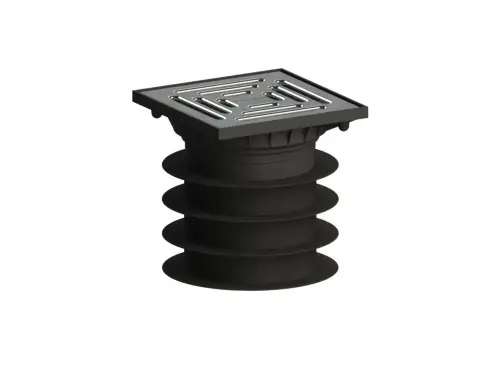 Pour encastrement dans un tuyau ø 110 mm ou 125 mm, dans le cas de
constructions de sols non étanchéifiées

Caractéristiques
- Matériau: Tubulure en polypropylène à haute résistance aux chocs, avec joints à
  lèvre préformé en TPE - élastomère thermoplastique
- Cadre: 120 x 120 mm, matière plastique
- Grille: 115 x 115 mm, acier inoxydable, 1.4301, classe K 3 (300 kg)
- avec: - Siphon anti-odeur et de nettoyage
- Joints à lèvre universels
- DALLMER: Débits d’écoulement en référence à la norme DIN EN 1253
  (hauteur d’eau 20 mm) ø 110 mm = 0,8 l/s

Lorsque l’insert de nettoyage est retiré, on obtient un orifice de nettoyage de 83 mm de
diamètre!
