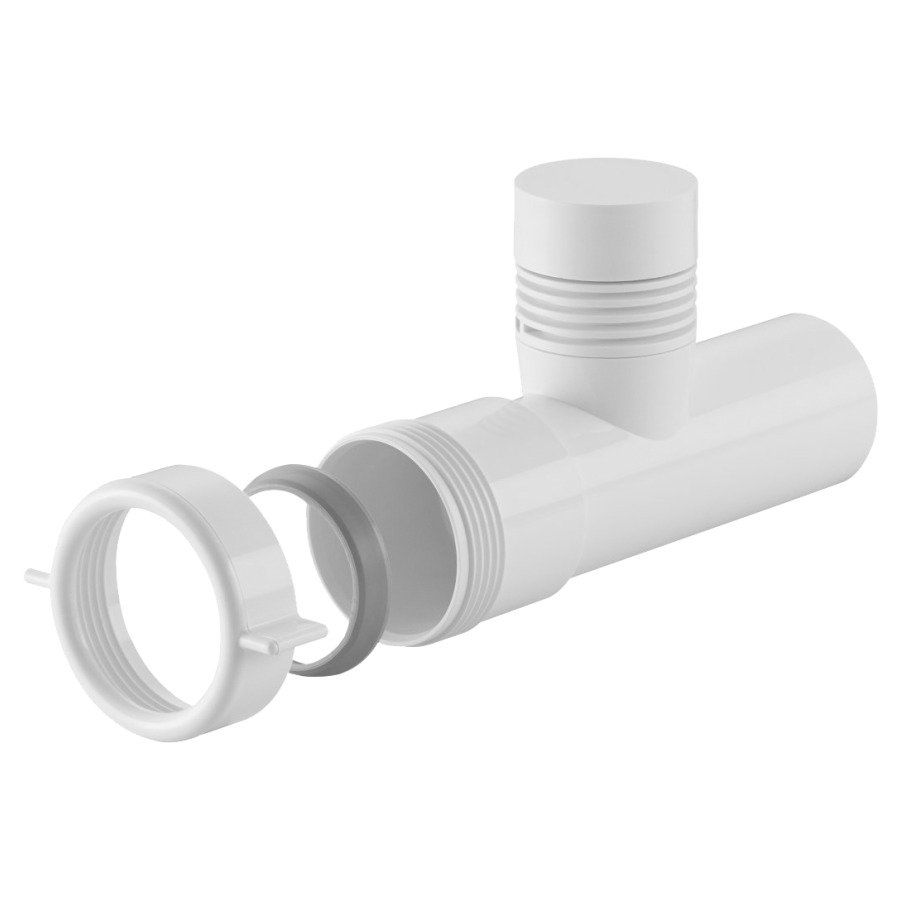 Tubo d'uscita sifone TECHNIC 14 cm, 40 x 60 mm con aeratore bianco